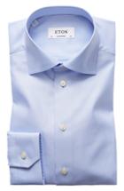 Men's Eton Contemporary Fit Cavalry Twill Dress Shirt .5 - Blue