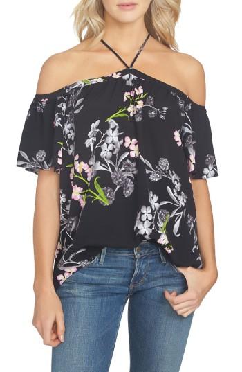 Women's 1.state Floral Print Blouse - Black