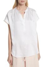 Women's Vince Shirred Neck Silk Top - White