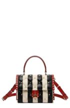 Valentino Garavani Tricolor Candystud Stripe Leather Handbag - Black