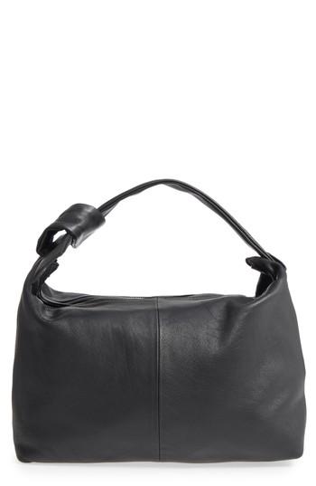 Topshop Premium Leather Jasmine Hobo Bag - Black