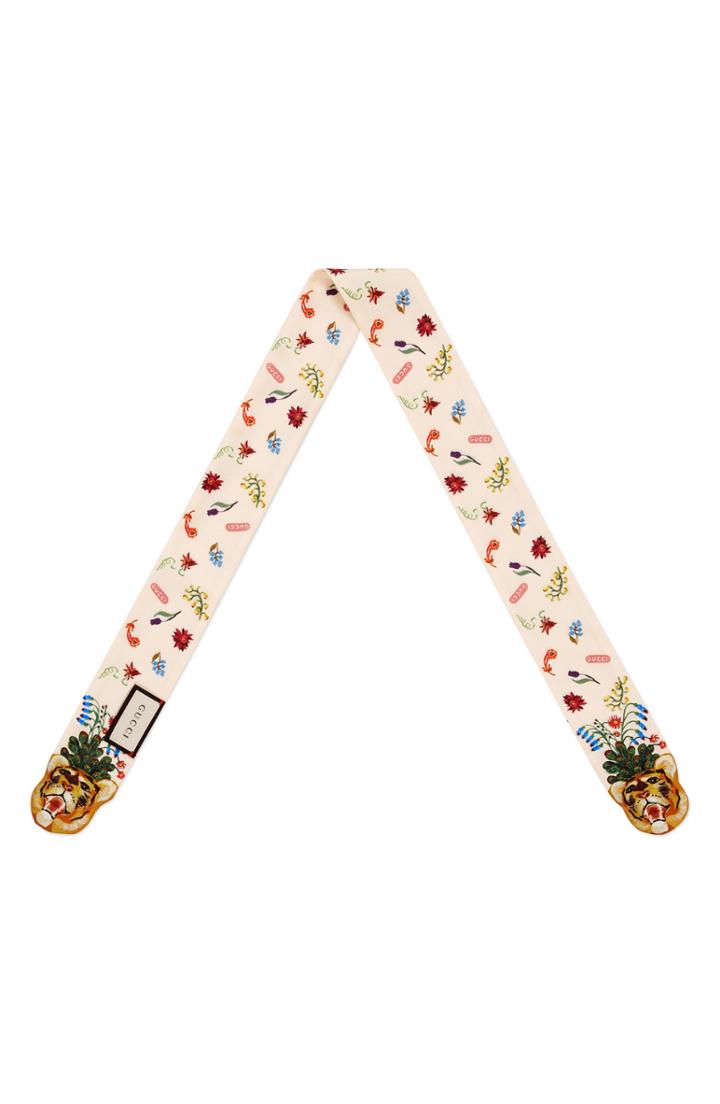 Women's Gucci Floral & Tiger Print Silk Neck Scarf