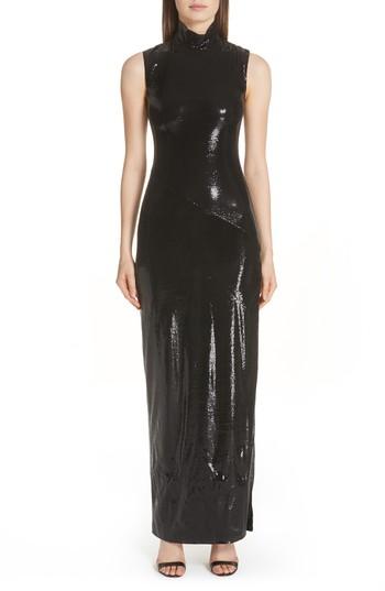 Women's Galvan Turtleneck Sequin Gown Us / 34 Fr - Black