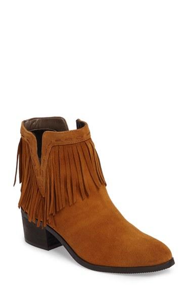 Women's Bella Vita Tex Fringe Block Heel Bootie N - Brown