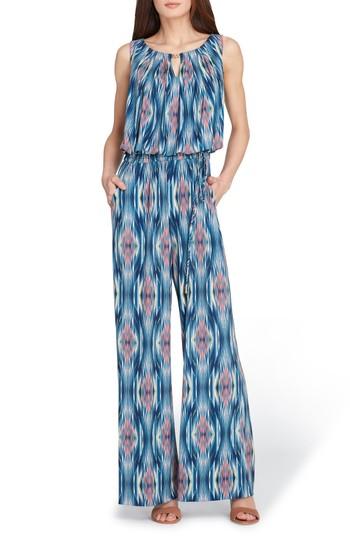 Women's Tahari Printed Matte Jersey Jumpsuit - Blue