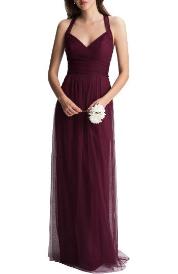 Women's #levkoff Crisscross Strap English Net A-line Gown - Red