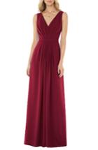 Women's Social Bridesmaids V-neck Georgette Gown - Burgundy