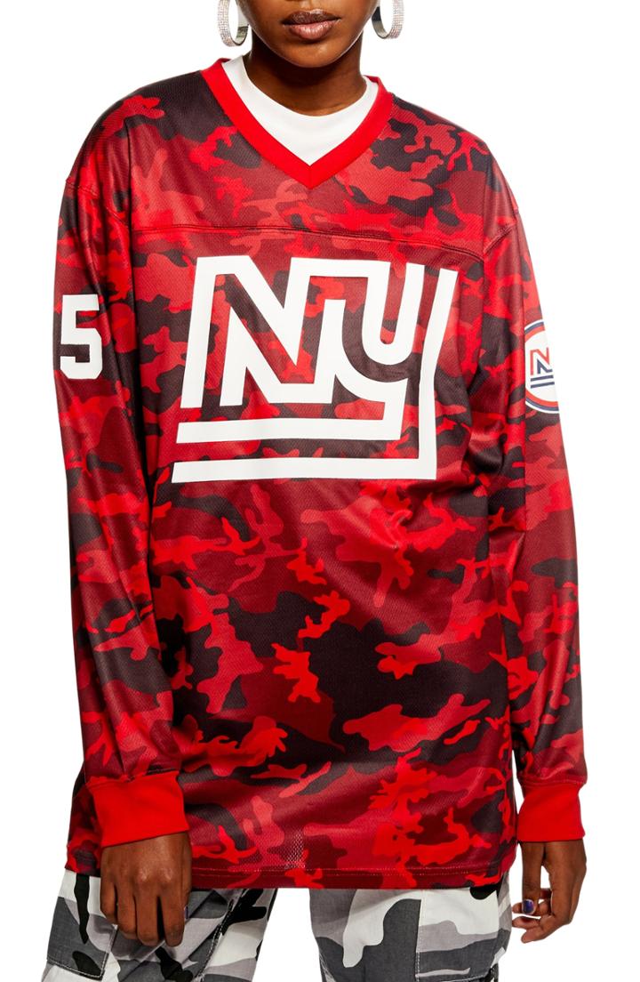 Women's Topshop X Nfl Giants Camo Top - Red