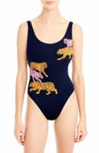 Women's J.crew Tigers One-piece Swimsuit - Blue
