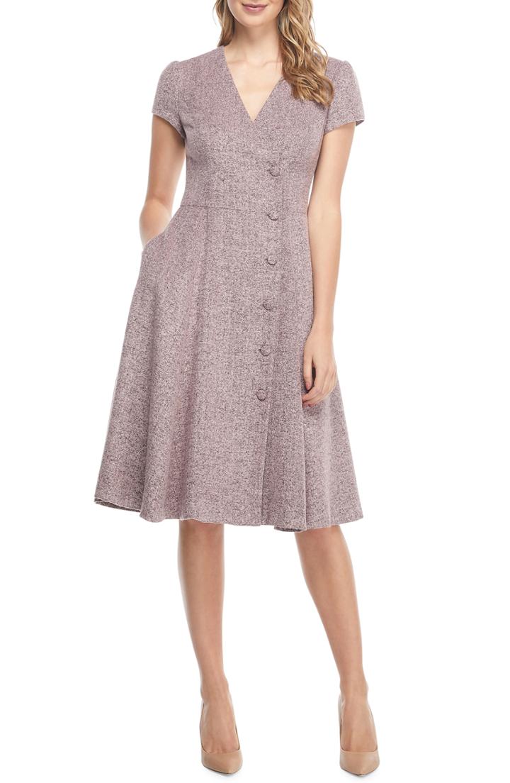 Women's Gal Meets Glam Collection Agatha Dainty Tweed Dress (similar To 16w-18w) - Pink