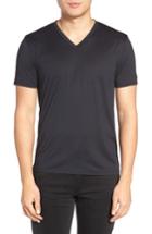 Men's Theory Silk & Cotton V-neck T-shirt, Size - Blue