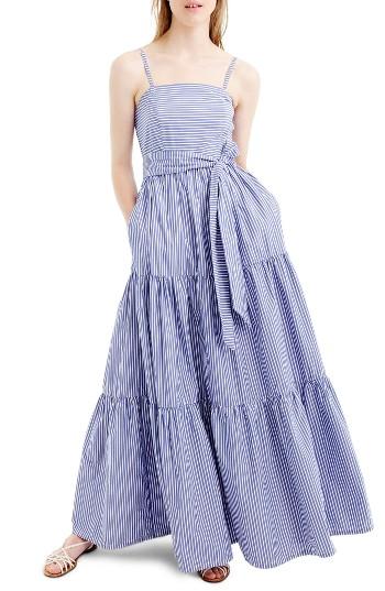 Women's J.crew Stripe Tiered Maxi Dress