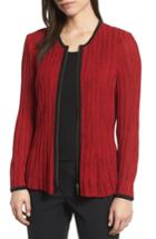Women's Ming Wang Ribbed Sweater Jacket - Red