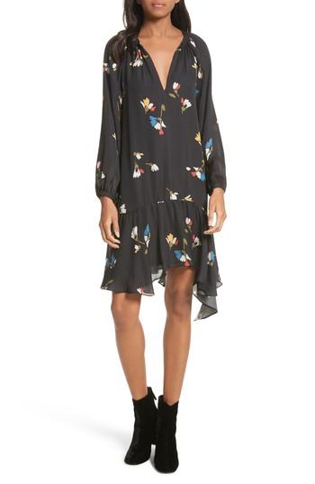 Women's Joie Agrafena Ruffle Hem Silk Dress - Black