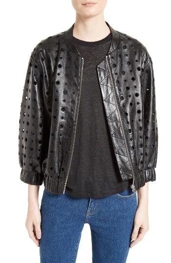 Women's Iro Cillian Leather Eyelet Bomber Jacket