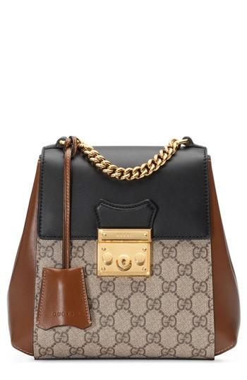 Gucci Gg Supreme Canvas & Leather Padlock Backpack -