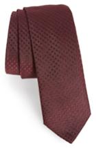 Men's Boss Solid Silk Skinny Tie, Size - Burgundy
