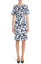 Women's Oscar De La Renta Painted Floral Cloque Dress - Blue