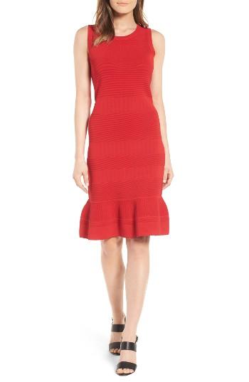 Women's Halogen Stitch Stripe Sweater Dress - Red