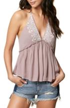 Women's O'neill Davina Embroidered Halter Neck Tank - Pink