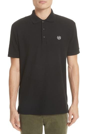 Men's Rag & Bone Embroidered Dagger Pique Polo - Black