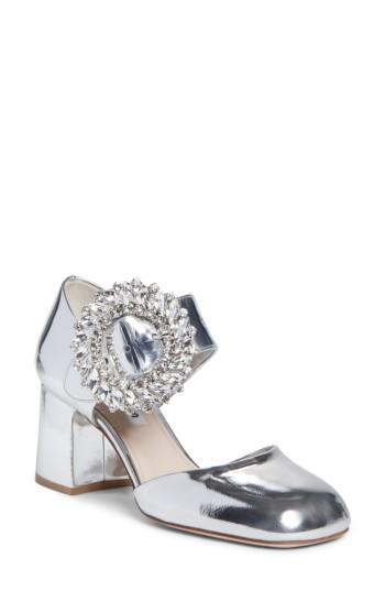 Women's Miu Miu Crystal Buckle Mary Jane Pump Us / 41eu - Metallic