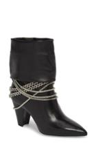 Women's Self-portrait Sadie Chain Embellished Slouch Boot Us / 36eu - Black