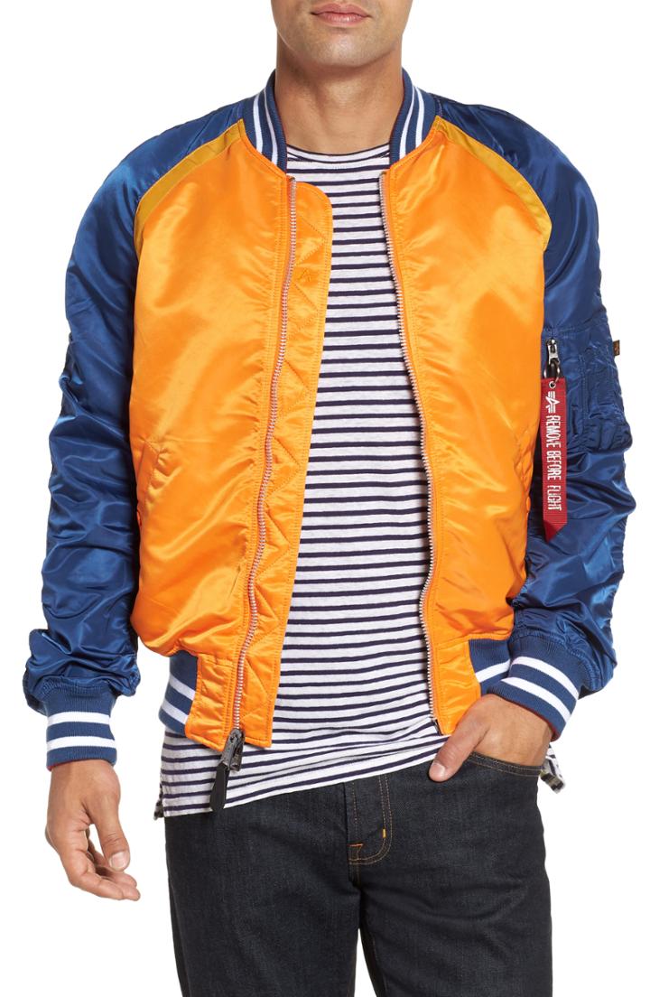 Men's Alpha Industries L-2b Reversible Water Resistant Flight Jacket, Size - Blue