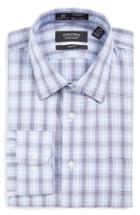 Men's Nordstrom Men's Shop Smartcare(tm) Trim Fit Plaid Dress Shirt 34/35 - Blue