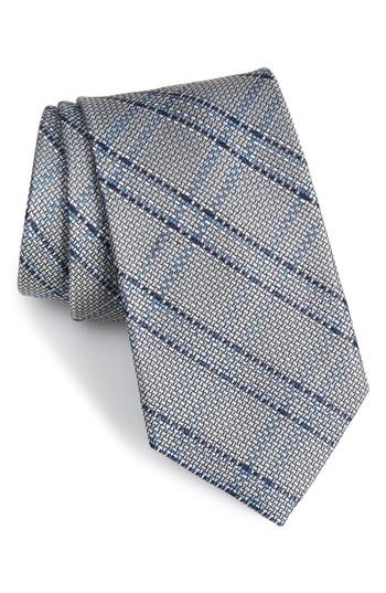 Men's Nordstrom Men's Shop Tasker Plaid Silk Tie, Size - Metallic
