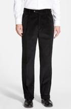Men's Berle Pleated Corduroy Trousers X Unhemmed - Black