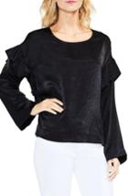 Women's Two By Vince Camuto Ruffle Sleeve Velvet Top, Size - Black