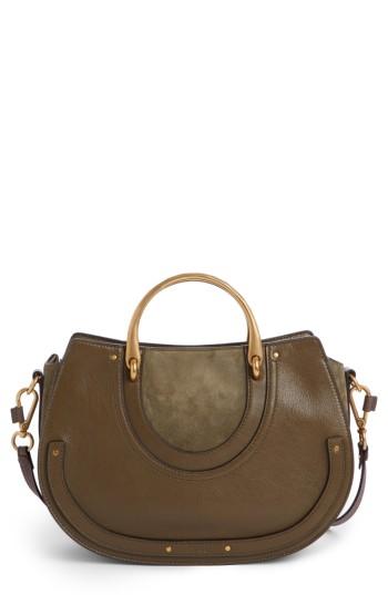 Chloe Medium Pixie Top Handle Leather Satchel - Green