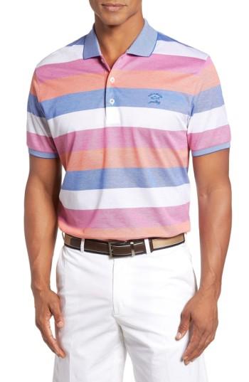 Men's Paul & Shark Stripe Pique Polo, Size - Pink