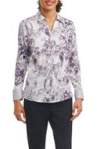 Women's Foxcroft Lauren Floral Tapestry Wrinkle Free Shirt - Grey