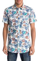 Men's Quiksilver Only Flowers Elongated Print Woven Shirt - White