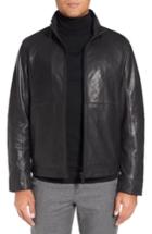Men's Calibrate Black Leather Jacket, Size - Black