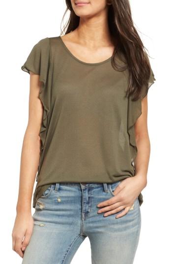 Women's Hinge Ruffle Tee, Size - Green