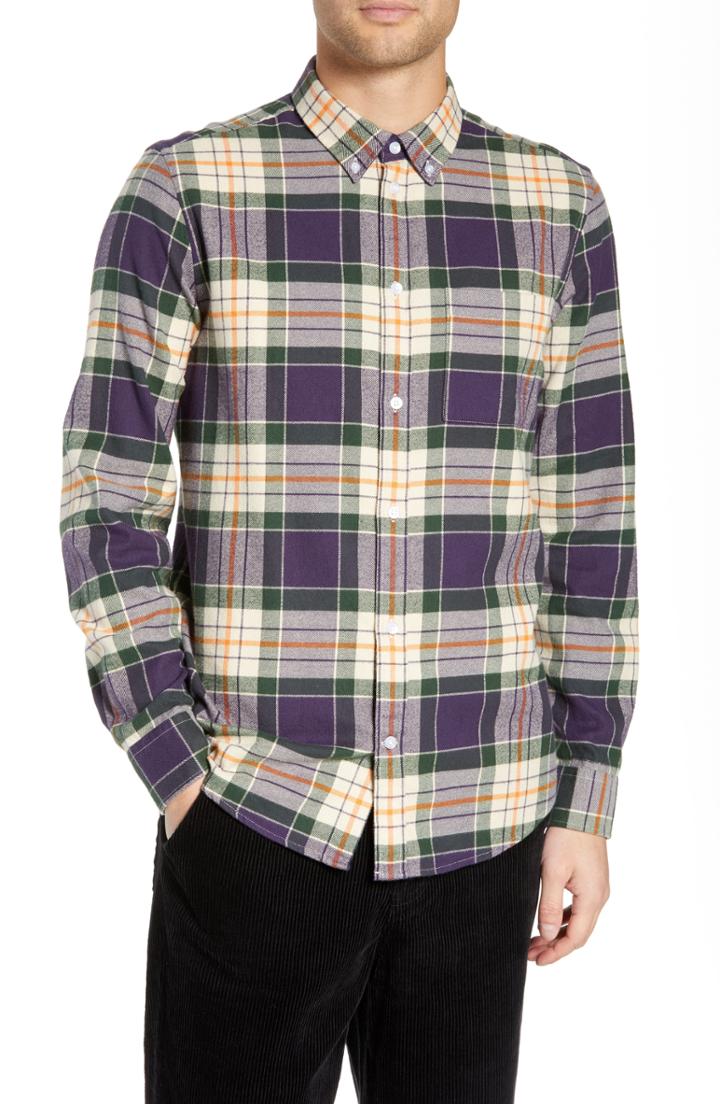 Men's Wesc Ovavi Plaid Flannel Shirt, Size - Purple