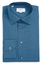 Men's Eton Slim Fit Print Dress Shirt - Blue