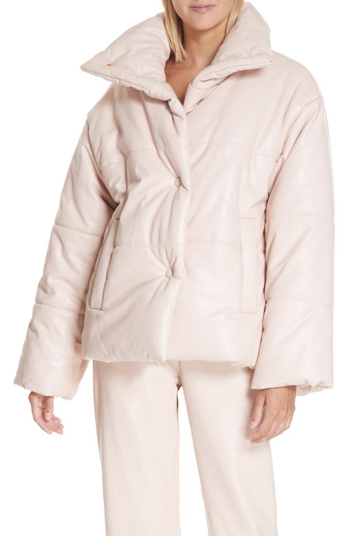 Women's Nanushka Hide Faux Leather Puffer Jacket - Pink
