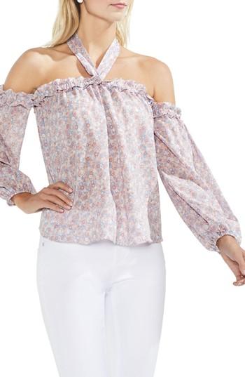 Women's Vince Camuto Whisper Ditsy Off The Shoulder Halter Top, Size - Pink