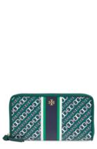 Women's Tory Burch Gemini Link Coated Canvas Continental Wallet - Green
