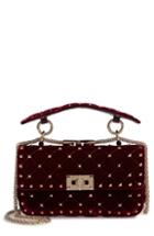 Valentino Garavani Rockstud Matelasse Velvet Small Shoulder Bag -