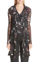 Women's Fuzzi Floral Print Ruffle Cardigan