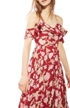 Women's Topshop Floral Off The Shoulder Maxi Dress Us (fits Like 0) - Burgundy