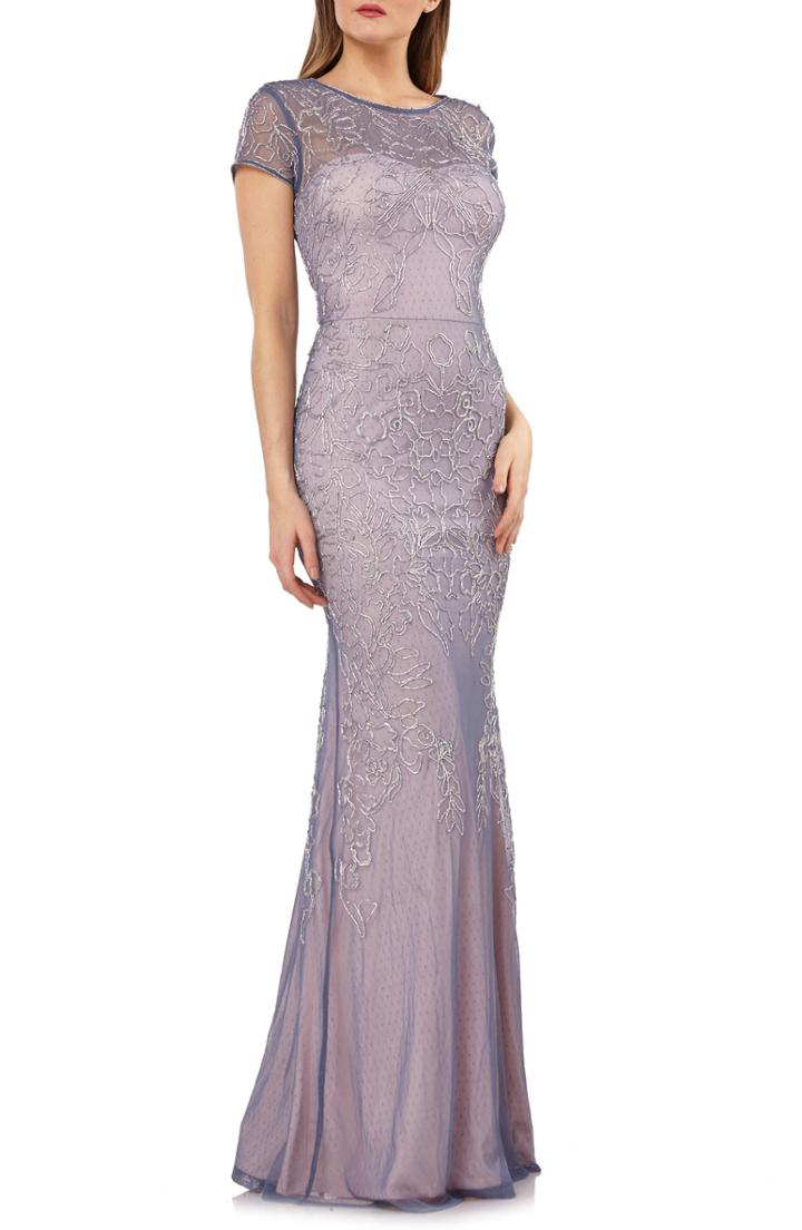 Women's Js Collections Soutache Mesh Evening Dress - Blue