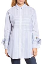 Women's Halogen Pocket Detail Stripe Tunic Top - Blue