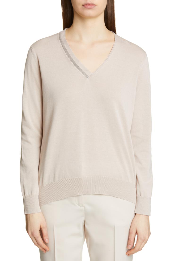 Women's Fabiana Filippi Chain Trim Sweater Us / 38 It - Beige