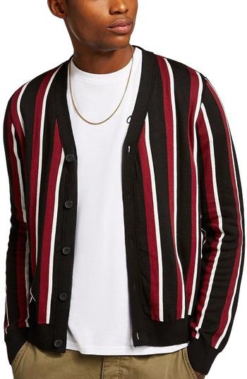 Men's Topman Slim Fit Stripe Cardigan - Black
